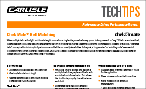 Download the Chek Mate Belt Matching Data Sheet for more information on standardised matching of belts for drive systems